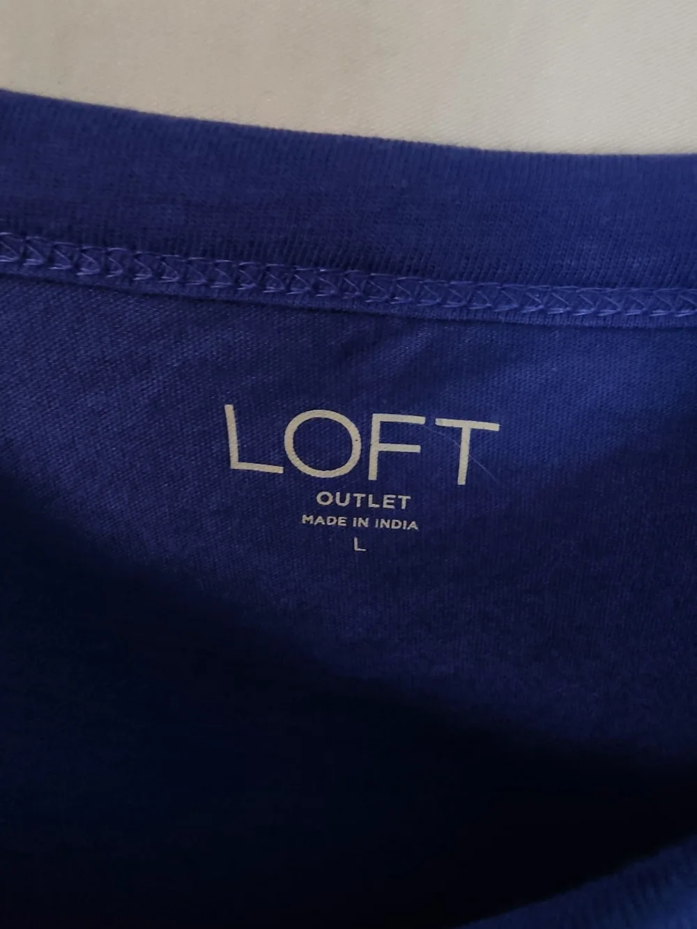LOFT Royal Blue Puff Sleeve Embroidered Top